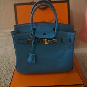 Blue Leather Handbag